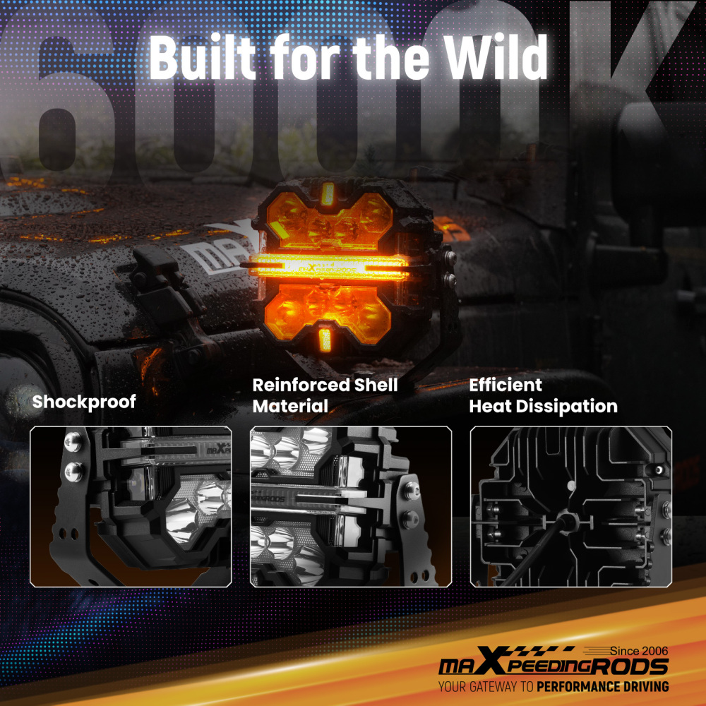 7inch Matte Black LED Driving Lights Spot BeamSide Shooter RGB DRL Offroad