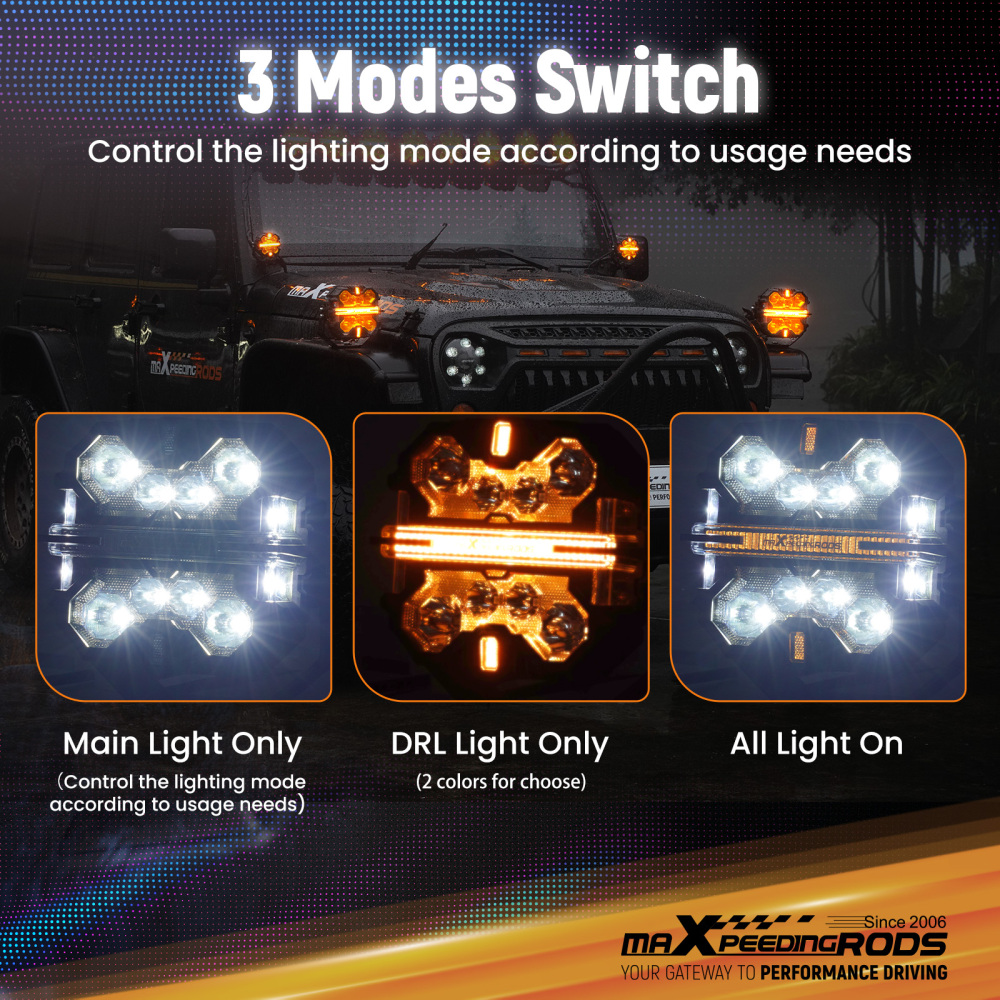 7inch Matte Black LED Driving Lights Spot BeamSide Shooter RGB DRL Offroad