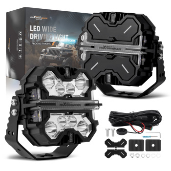 7inch Square Matte Black LED Driving Lights Spot BeamSide Shooter DRL Offroad
