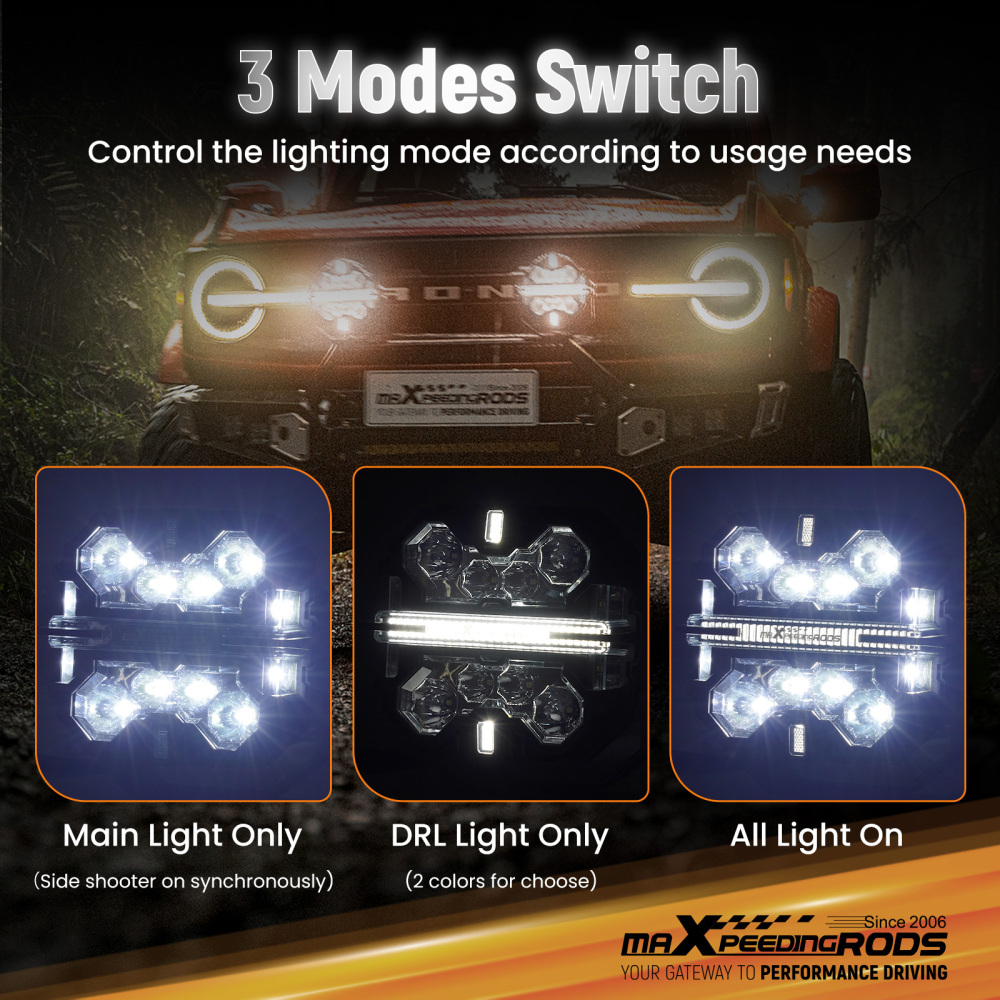 7inch Square Matte Black LED Driving Lights Spot BeamSide Shooter DRL Offroad