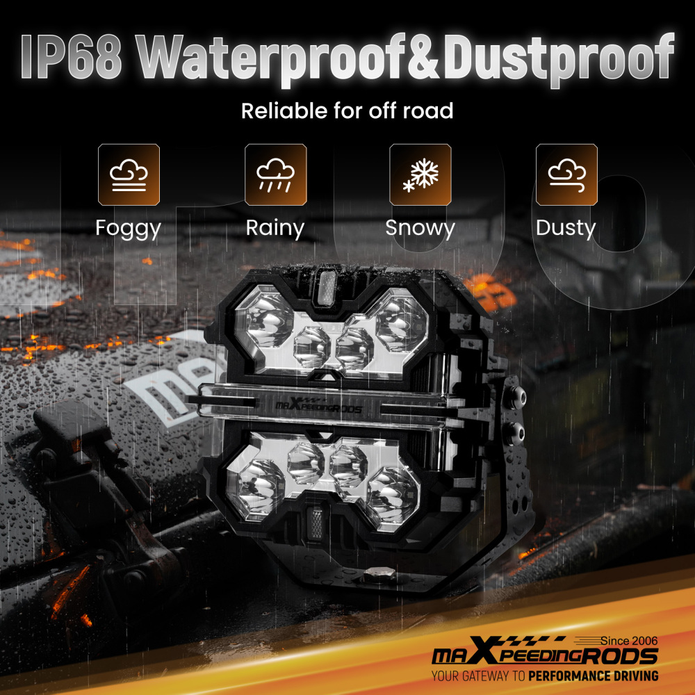 7inch Square Matte Black LED Driving Lights Spot BeamSide Shooter DRL Offroad