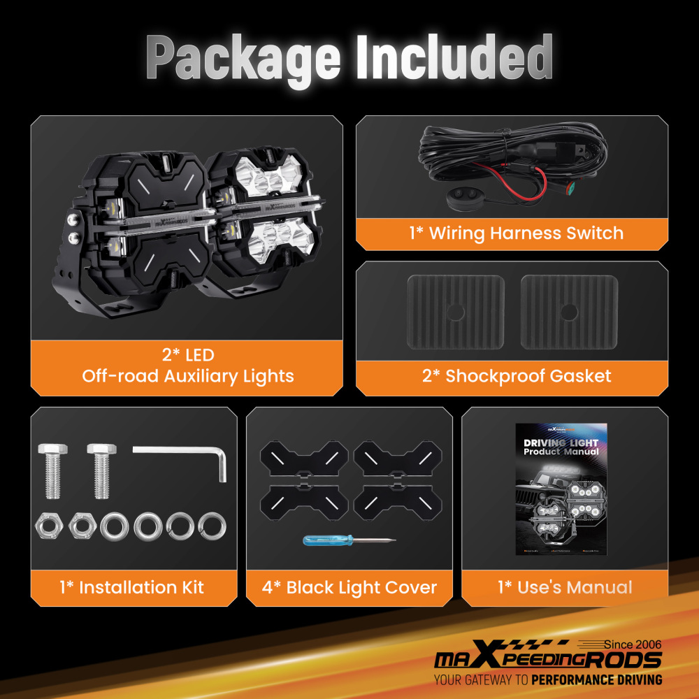 7inch Square Matte Black LED Driving Lights Spot BeamSide Shooter DRL Offroad