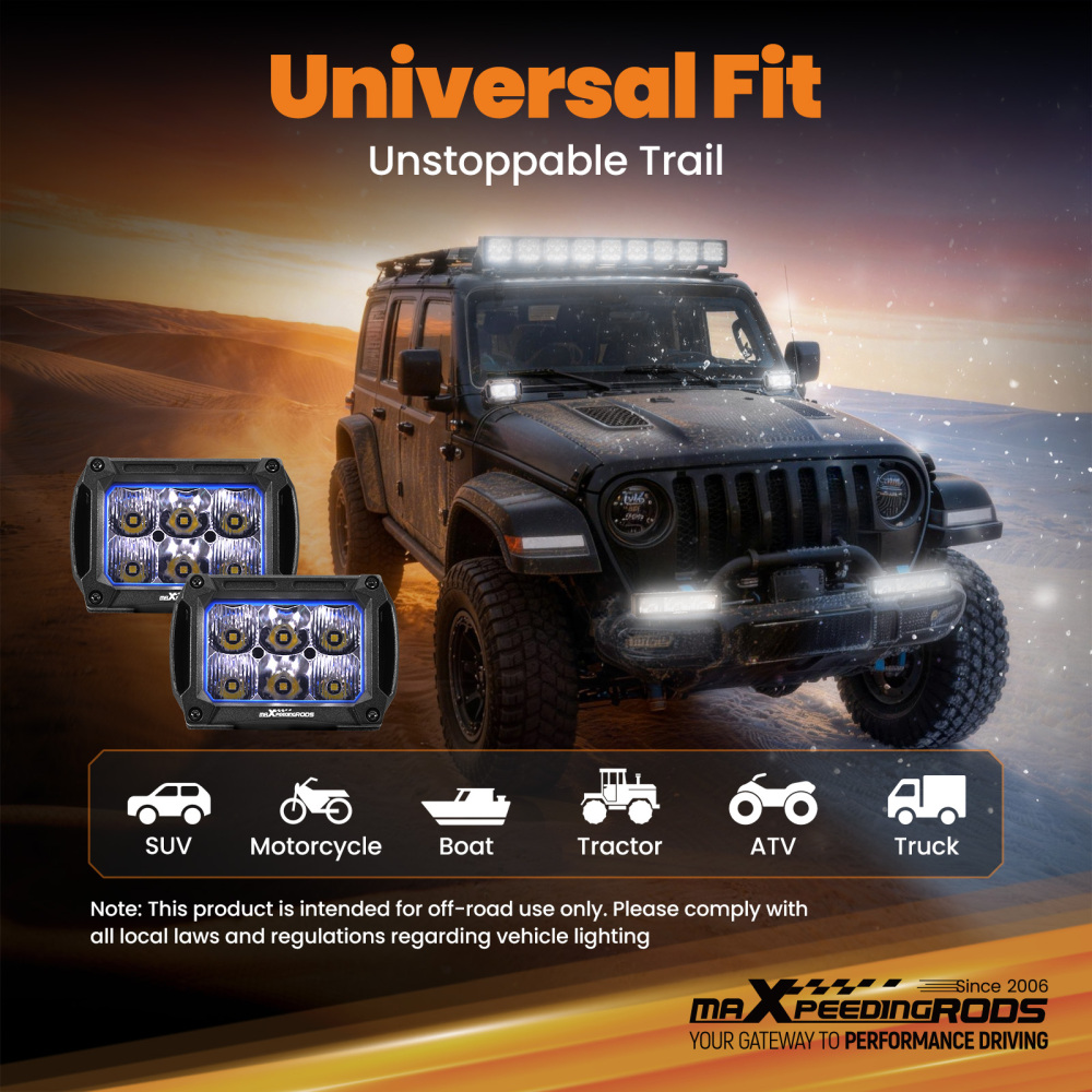 Barra LED 60W 4,4 for Fuoristrada 6000lm Spot Flood Bianco 5700K