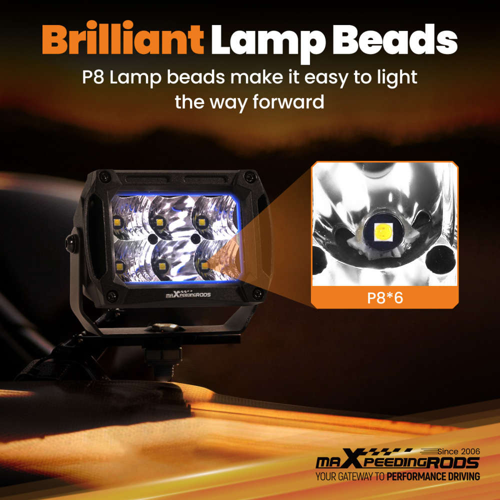 Barra LED 60W 4,4 for Fuoristrada 6000lm Spot Flood Bianco 5700K