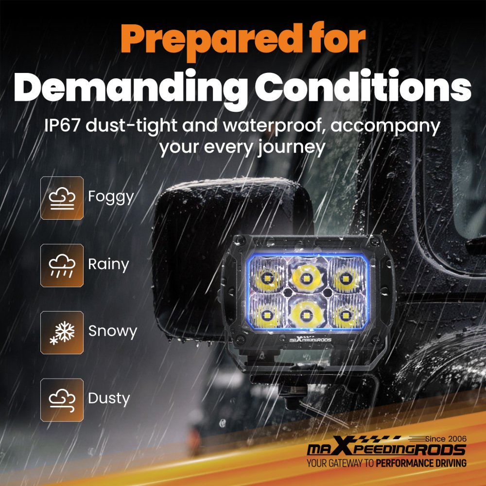 Barra LED 60W 4,4 for Fuoristrada 6000lm Spot Flood Bianco 5700K