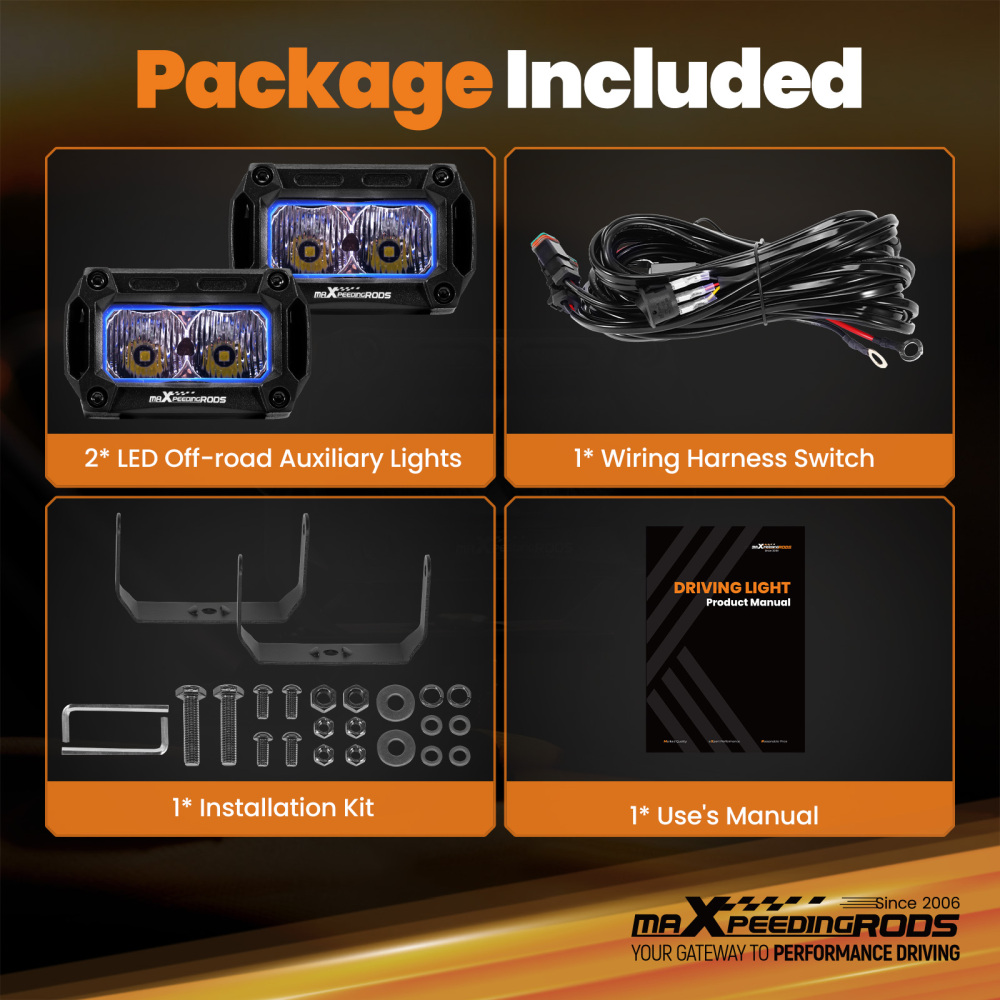 3.3inch LED Auxiliary Light Universal 20W Flood Beam 2000lm IP67 Off-Road