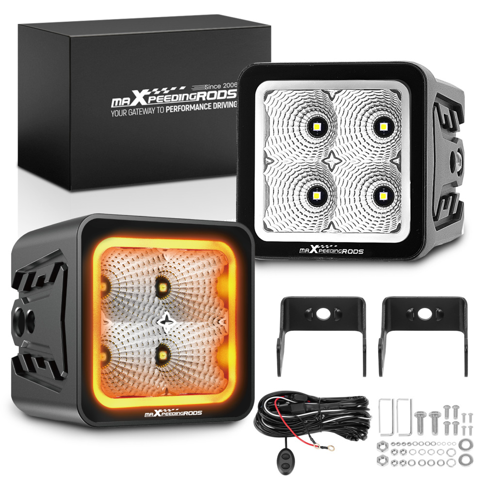 3.3 80W LED Work Light Square Universal Driving Auxiliary Flood Light 8000lm