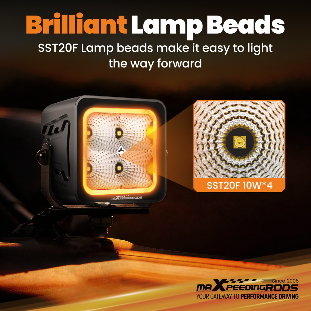 3.3 80W LED Work Light Square Universal Driving Auxiliary Flood Light 8000lm