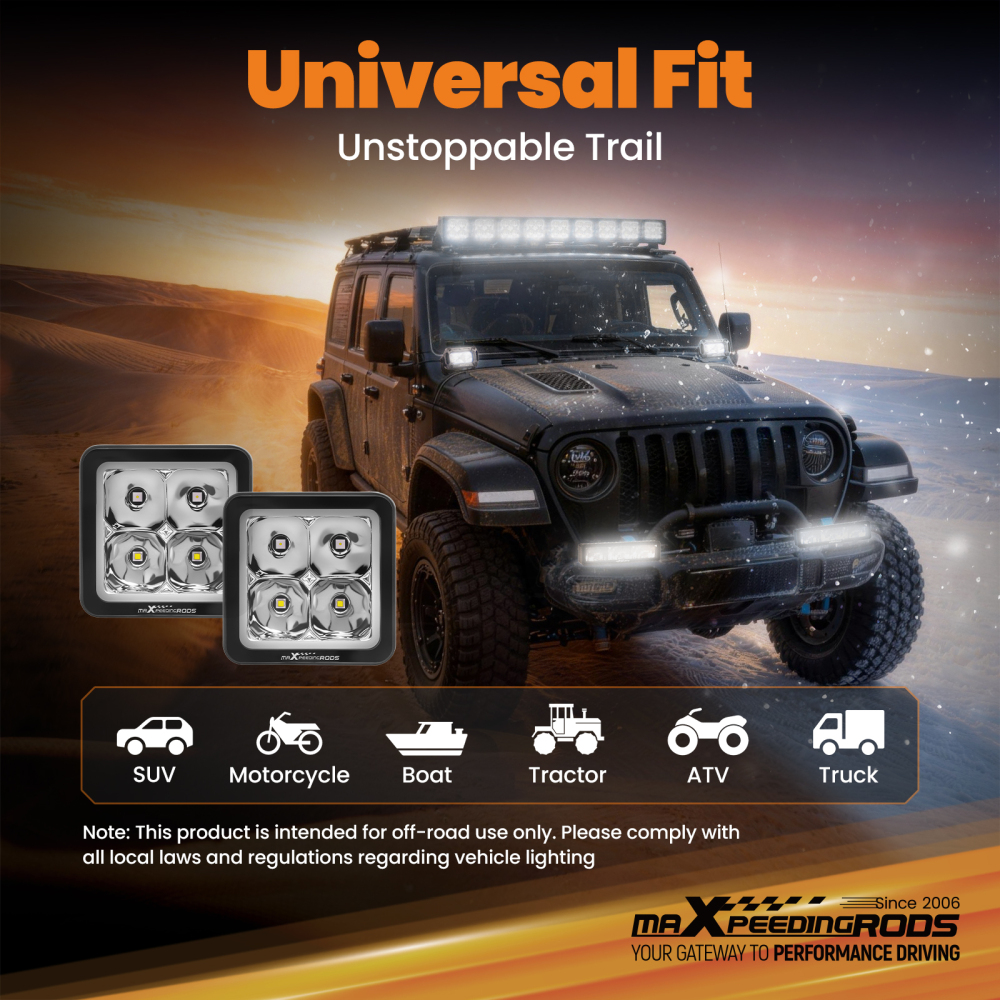 120W LED Auxiliary Driving Light 12000lm Spot Beam Universal 3.3inch Pod Lamp