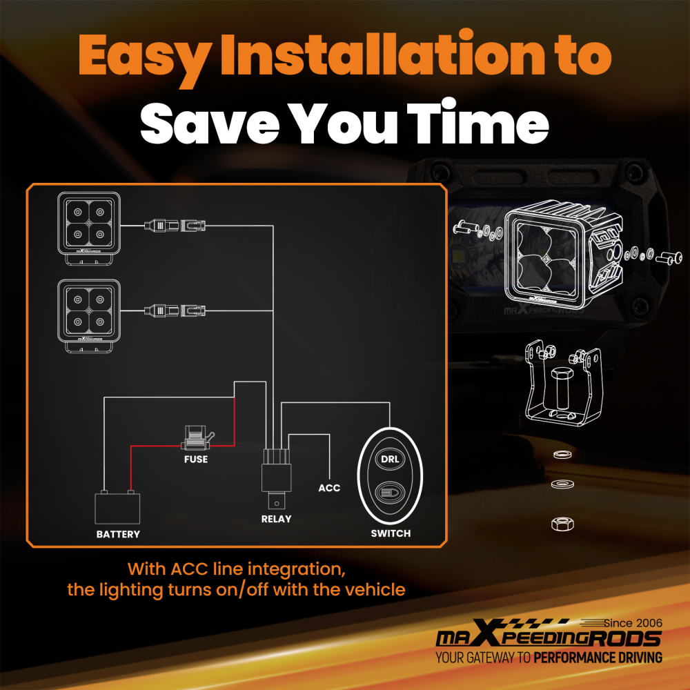 120W LED Auxiliary Driving Light 12000lm Spot Beam Universal 3.3inch Pod Lamp