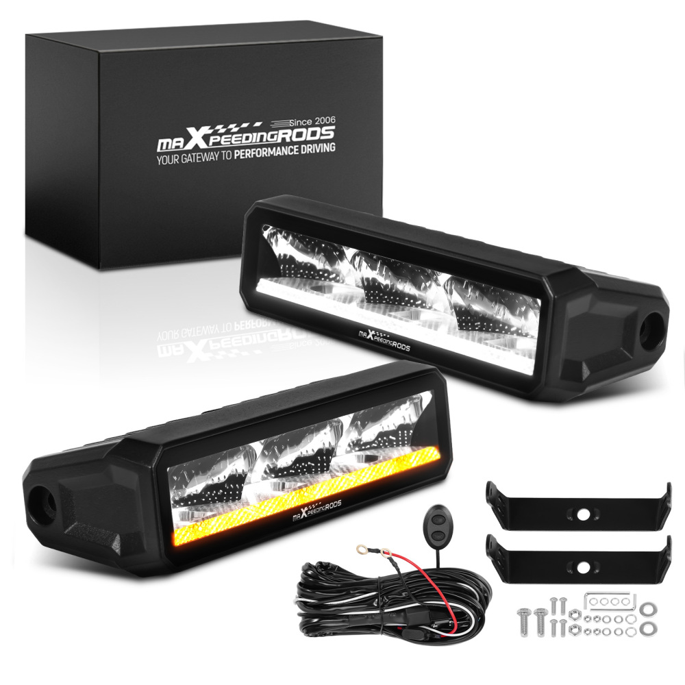 60W 6inch LED Light Bar Rectangular Spot Beam Off-Road Driving 6000LM 5700K