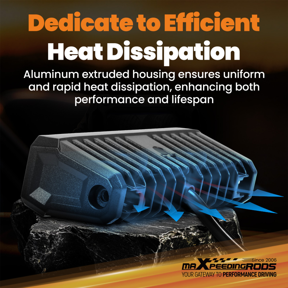 60W 6inch LED Light Bar Rectangular Spot Beam Off-Road Driving 6000LM 5700K