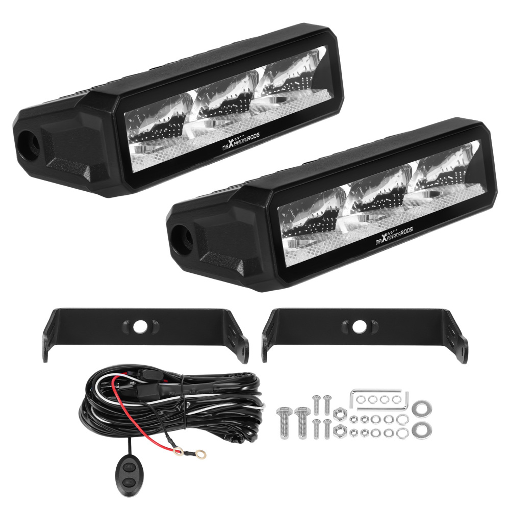 60W 6inch LED Light Bar Rectangular Spot Beam Off-Road Driving 6000LM 5700K