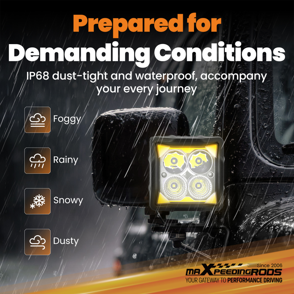 2x 4inch 110W LED Auxiliary Driving Light Spot Flood Combo 11040LM for 4WD UTE