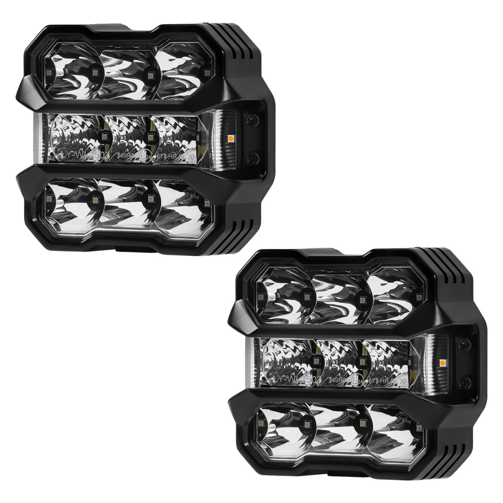 Coppia Fari LED 4.5 Pollici 80W 8000LM Bianco Ambra DRL Offroad Universale