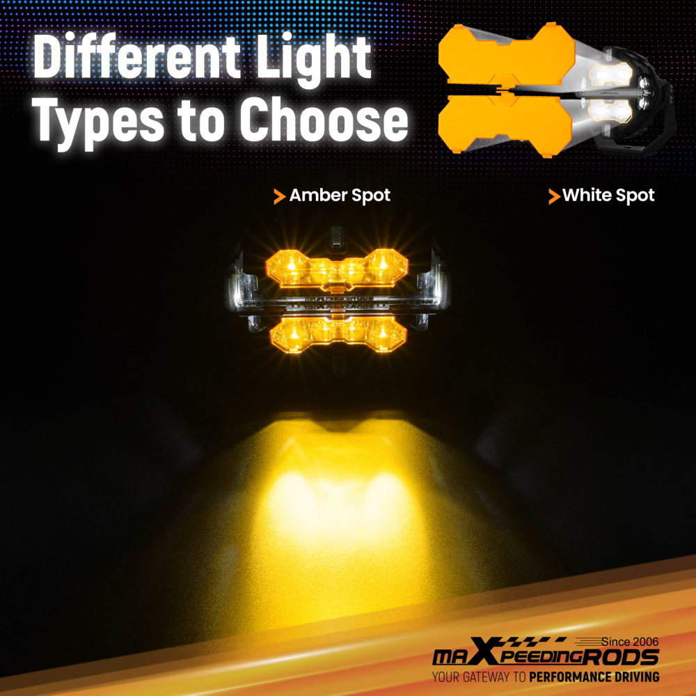 4Pcs 7inch Round LED Light Cover For Maxpeedingrods Driving Light Pods Amber