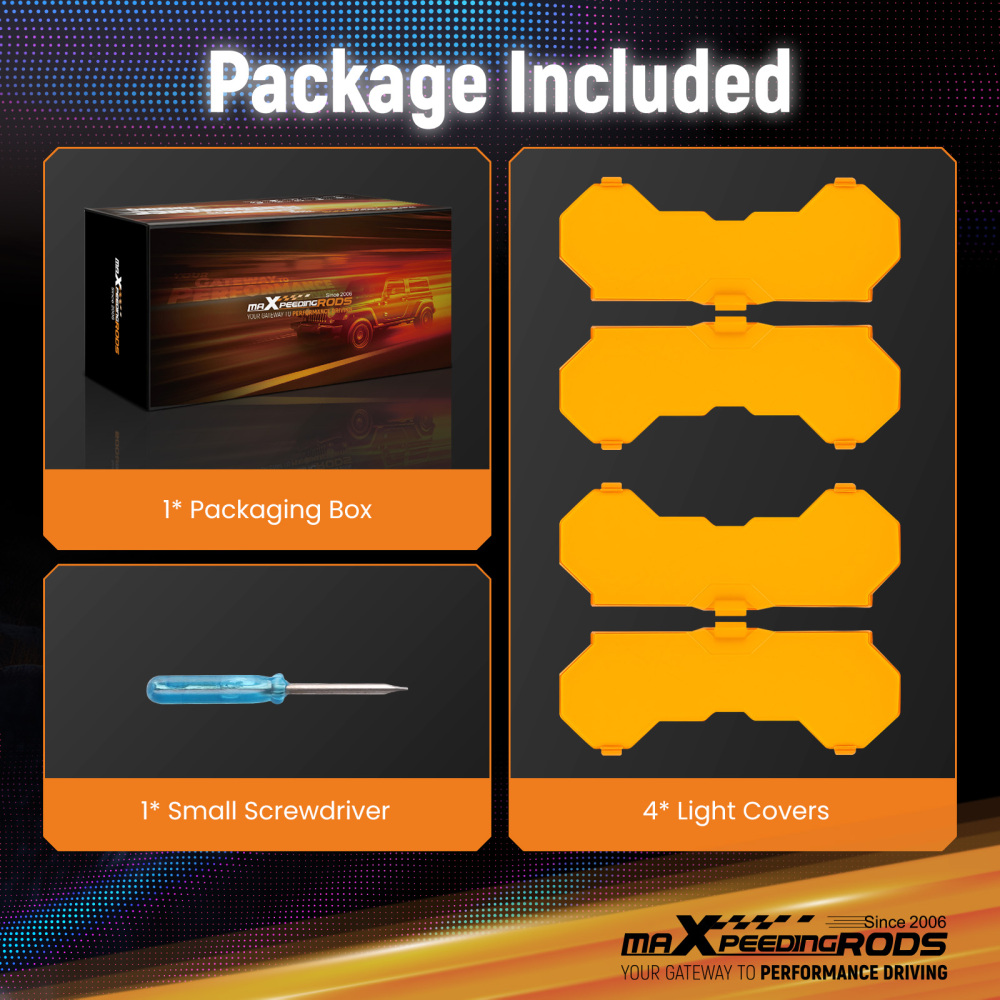 4Pcs 7inch Round LED Light Cover For Maxpeedingrods Driving Light Pods Amber