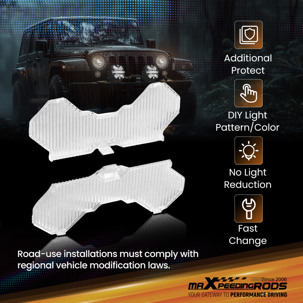 4Pcs 7inch Square LED Transparent Light Cover For Maxpeedingrods Driving Light