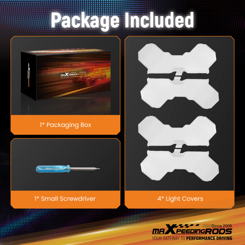 4Pcs 7inch Square LED Transparent Light Cover For Maxpeedingrods Driving Light