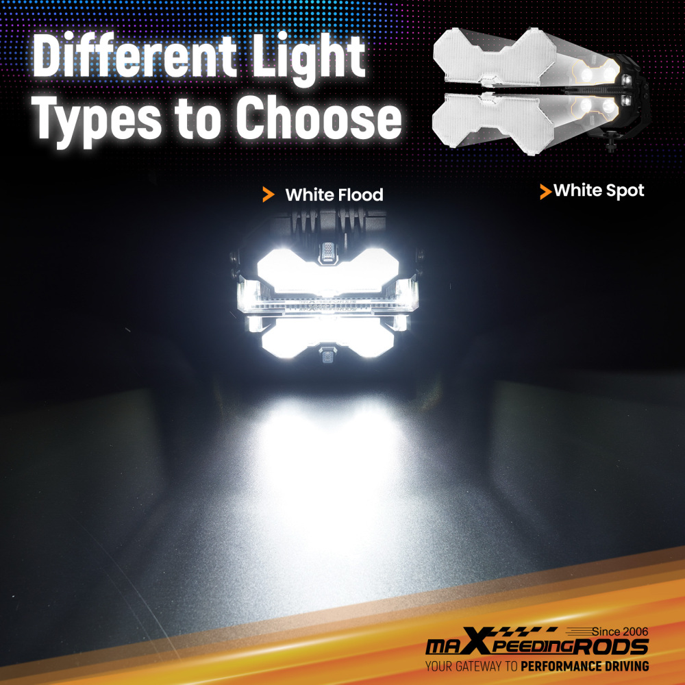 4Pcs 7inch Square LED Transparent Light Cover For Maxpeedingrods Driving Light