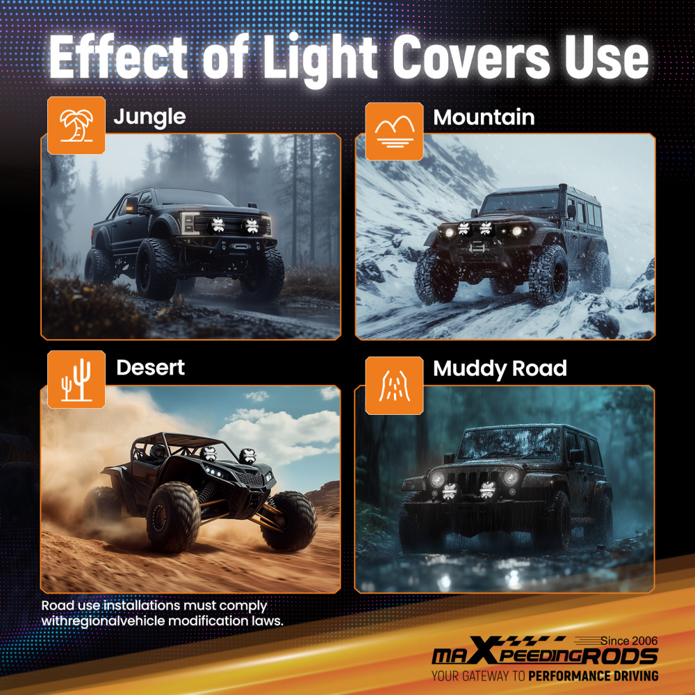 4Pcs 7inch Square LED Transparent Light Cover For Maxpeedingrods Driving Light