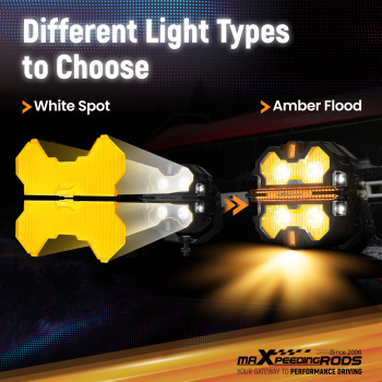 Maxpeedingrods 5 Inch Flood light Cover for square Auxiliary Driving LED Light Pods