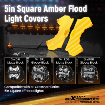 Maxpeedingrods 5 Inch Flood light Cover for square Auxiliary Driving LED Light Pods