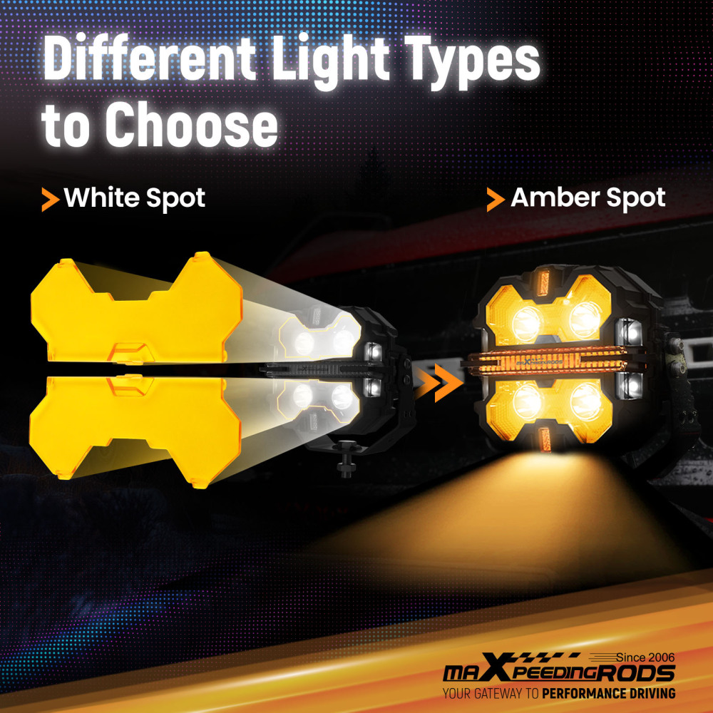 Maxpeedingrods 5 Inch Off-Road Light Cover for square Auxiliary Driving LED Light Pods