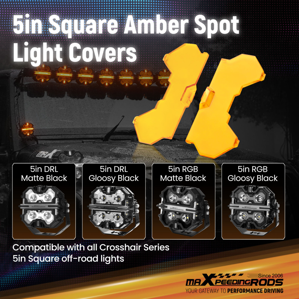 Maxpeedingrods 5 Inch Off-Road Light Cover for square Auxiliary Driving LED Light Pods