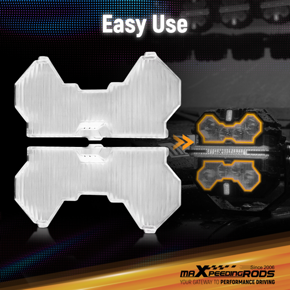 Maxpeedingrods 5 Inch transparent Flood light Cover for square Auxiliary Driving LED Light Pods