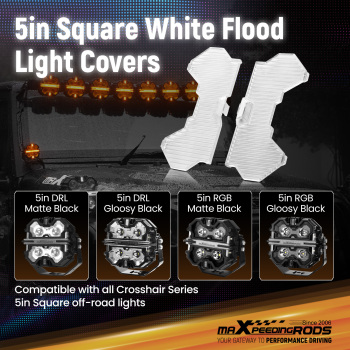 Maxpeedingrods 5 Inch transparent Flood light Cover for square Auxiliary Driving LED Light Pods