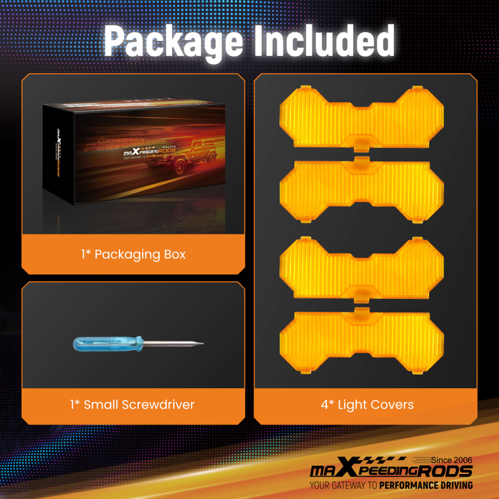 7inch Round Amber Floodlight Cover For maXpeedingrods LED Driving Lights Stripe