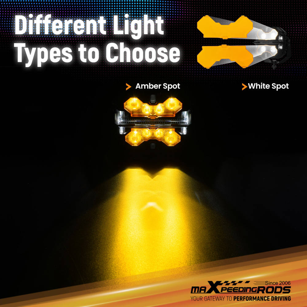 4Pcs 7inch Square LED Light Cover For Maxpeedingrods Driving Light Pods Amber