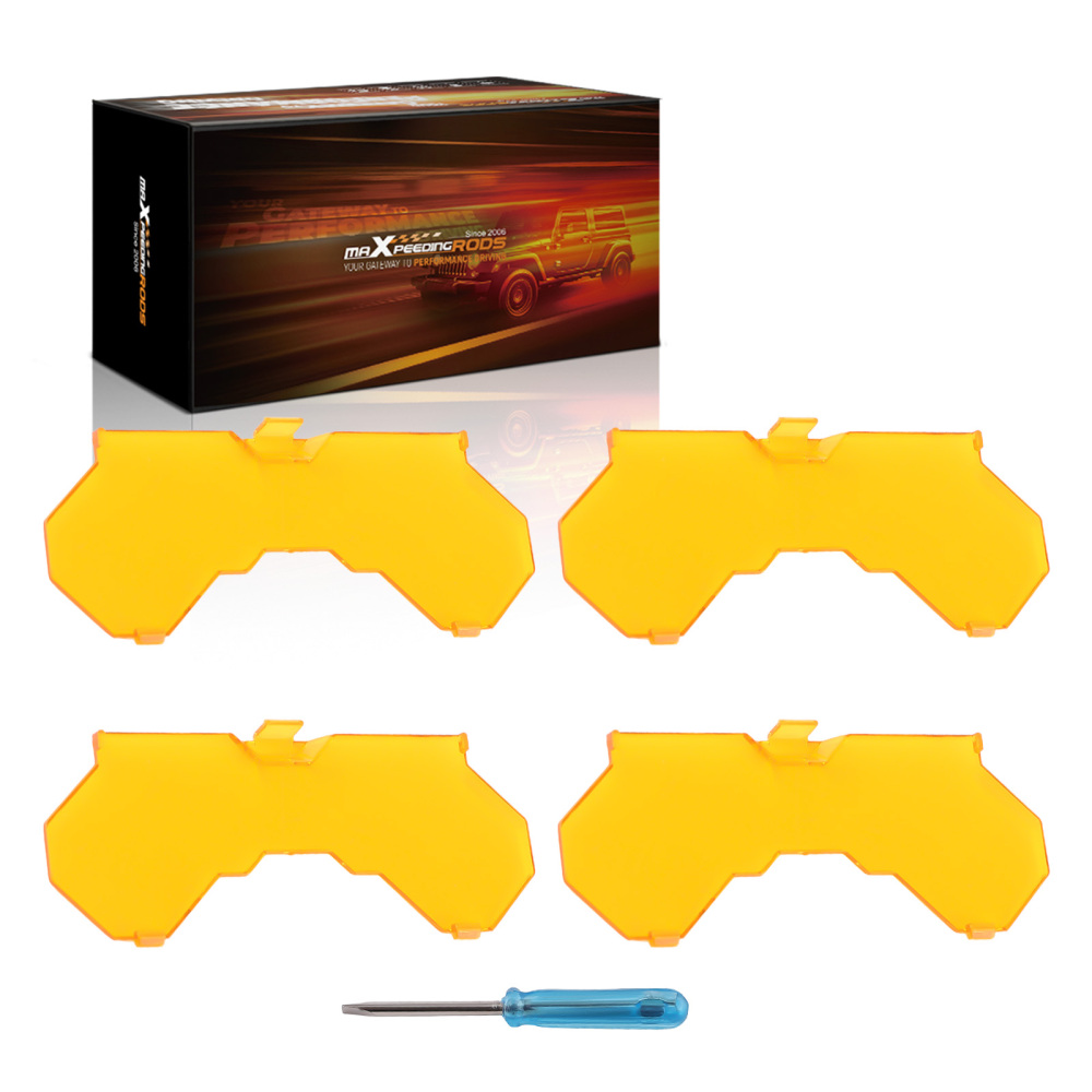 4Pcs 7inch Square LED Light Cover For Maxpeedingrods Driving Light Pods Amber