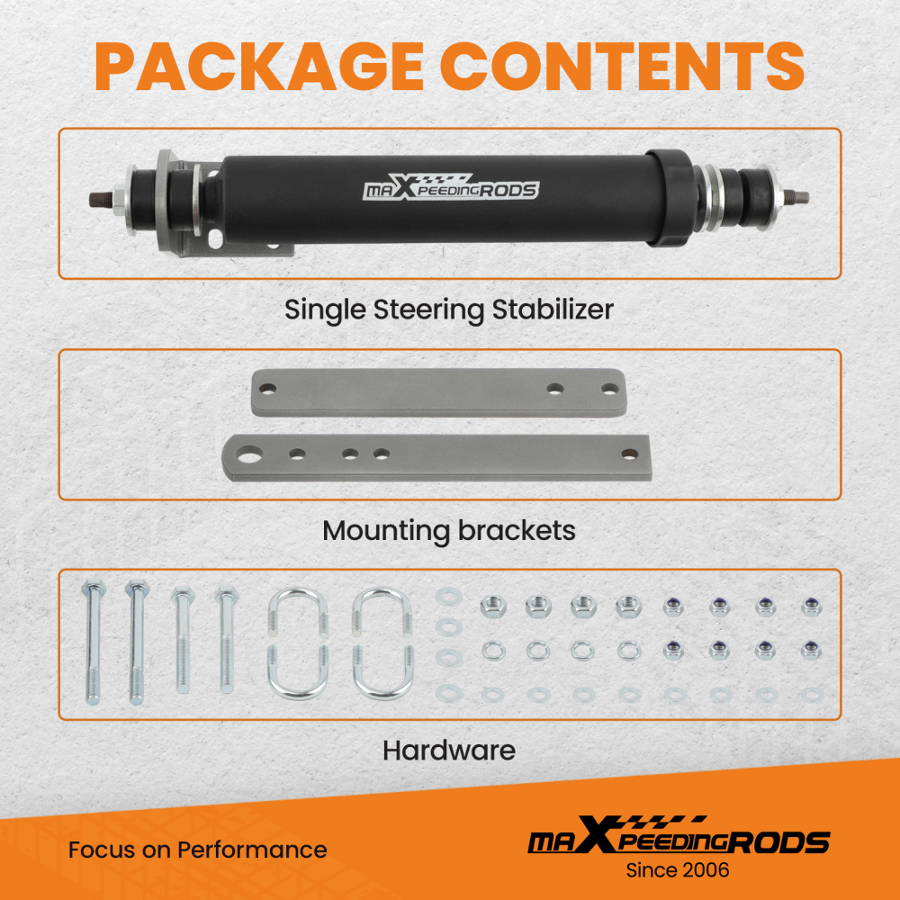 Single Steering Stabilizer compatible for Ford Bronco compatible for F-150 F-250 F-350 1980-1998