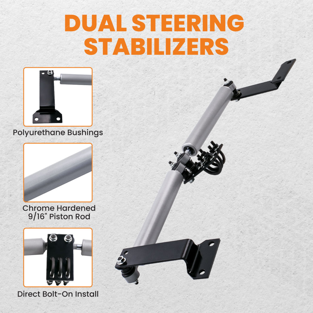 Compatible for Ford Excusrion, F250, F350 4x4 1999-2005 Dual Steering Stabilizer Kit 