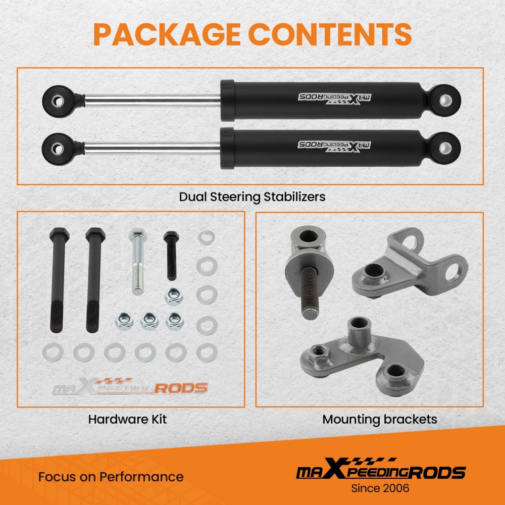 maXpeedingrods Dual Steering Stabilizers Kit for Wrangler TJ Cherokee XJ 84-06