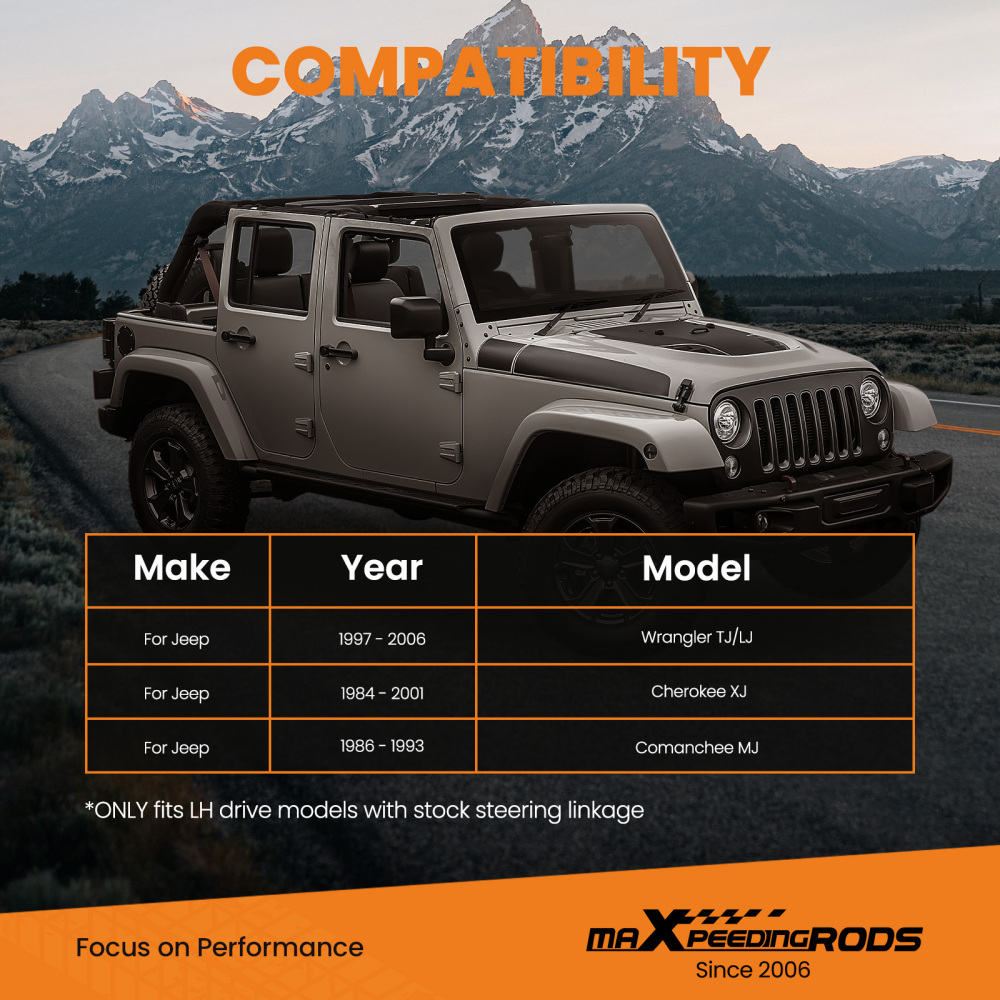 maXpeedingrods Dual Steering Stabilizers Kit for Wrangler TJ Cherokee XJ 84-06