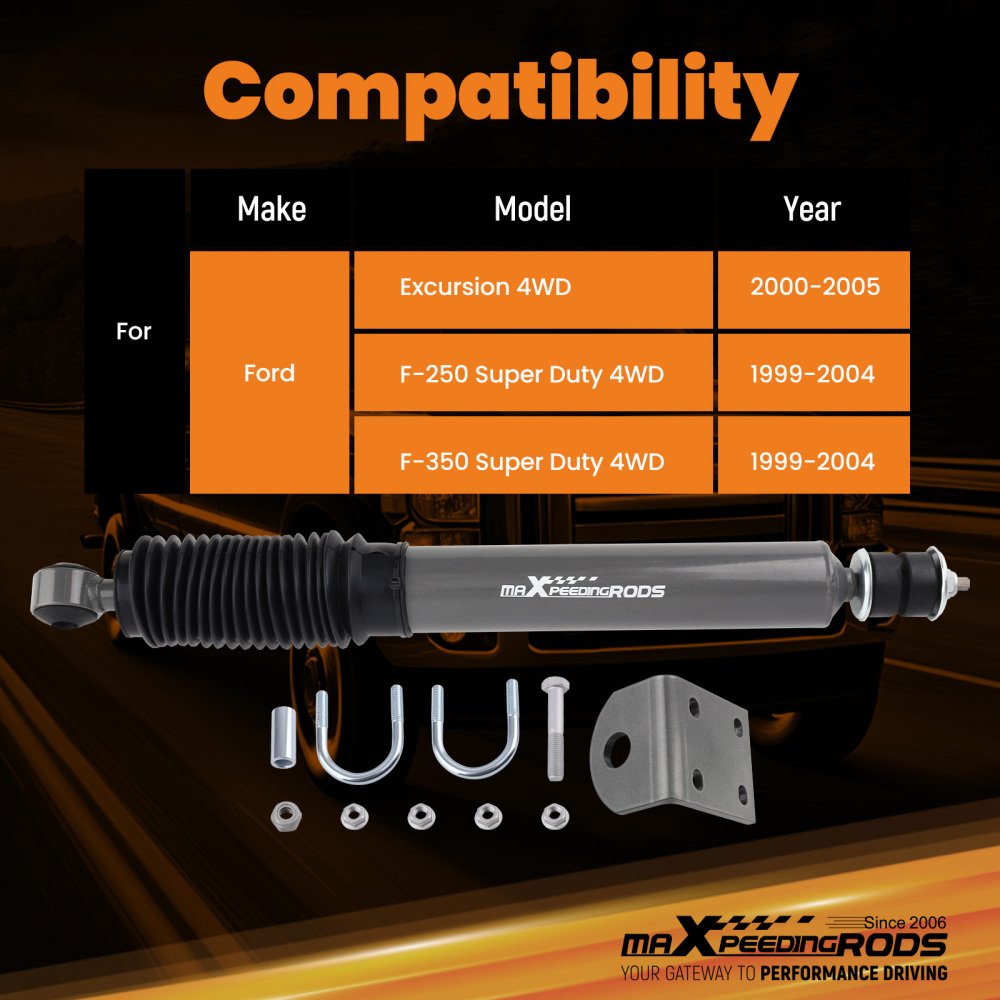 Steering Stabilizer compatible for Ford F250 F350 Super Duty 4WD 1999-04 Excursion 2000-05