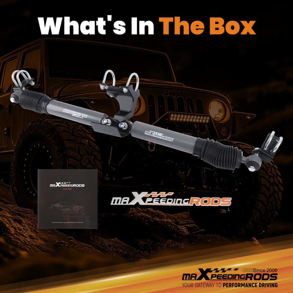 Doppio Stabilizzatore di Sterzo + Staffe di montaggio compatibile per Jeep Wrangler JK 07-17