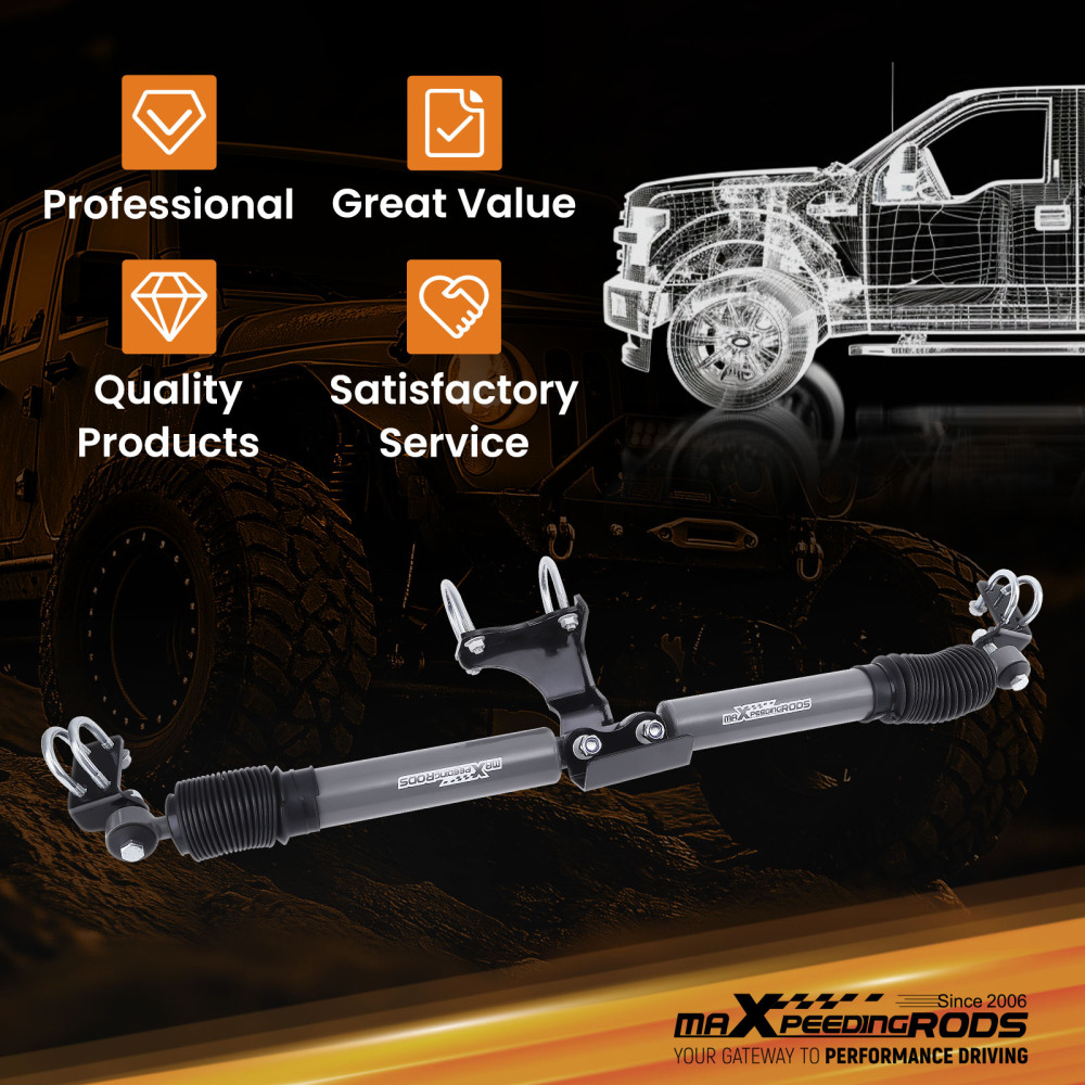 Doppio Stabilizzatore di Sterzo + Staffe di montaggio compatibile per Jeep Wrangler JK 07-17