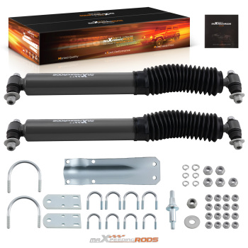 Dual Steering Damper Set compatible for Dodge Ramcharger 1974-1993 4WD Steel Black