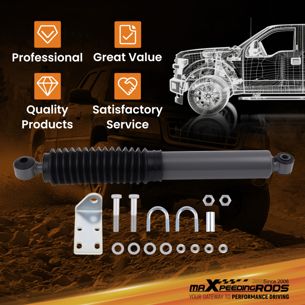 Single Steering Stabilizer compatible for Chevy Silverado GMC Sierra 1500 99-06 4WD