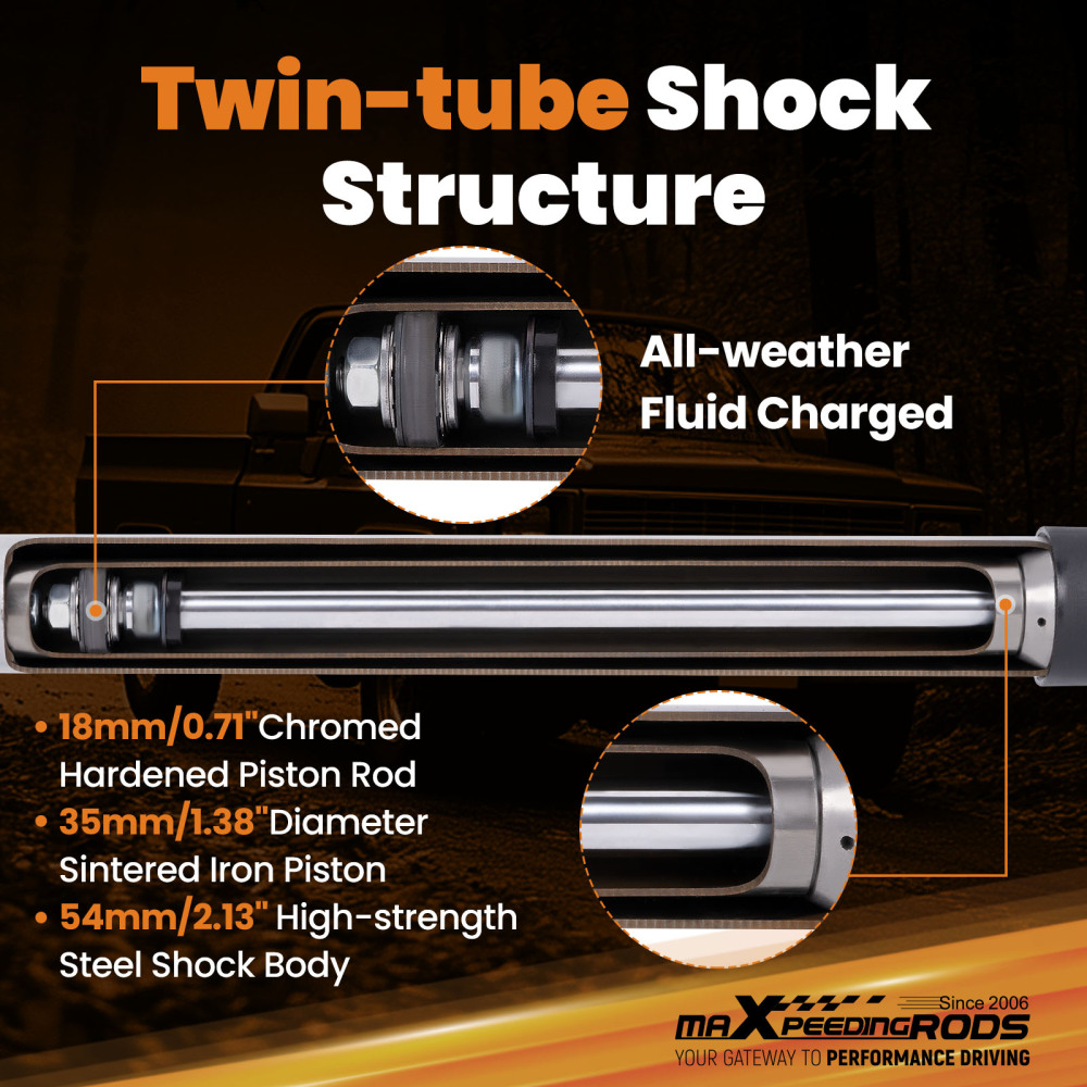 Front Steering Damper compatible for Chevy S10 1982-2004 54mm Cylinder Diameter