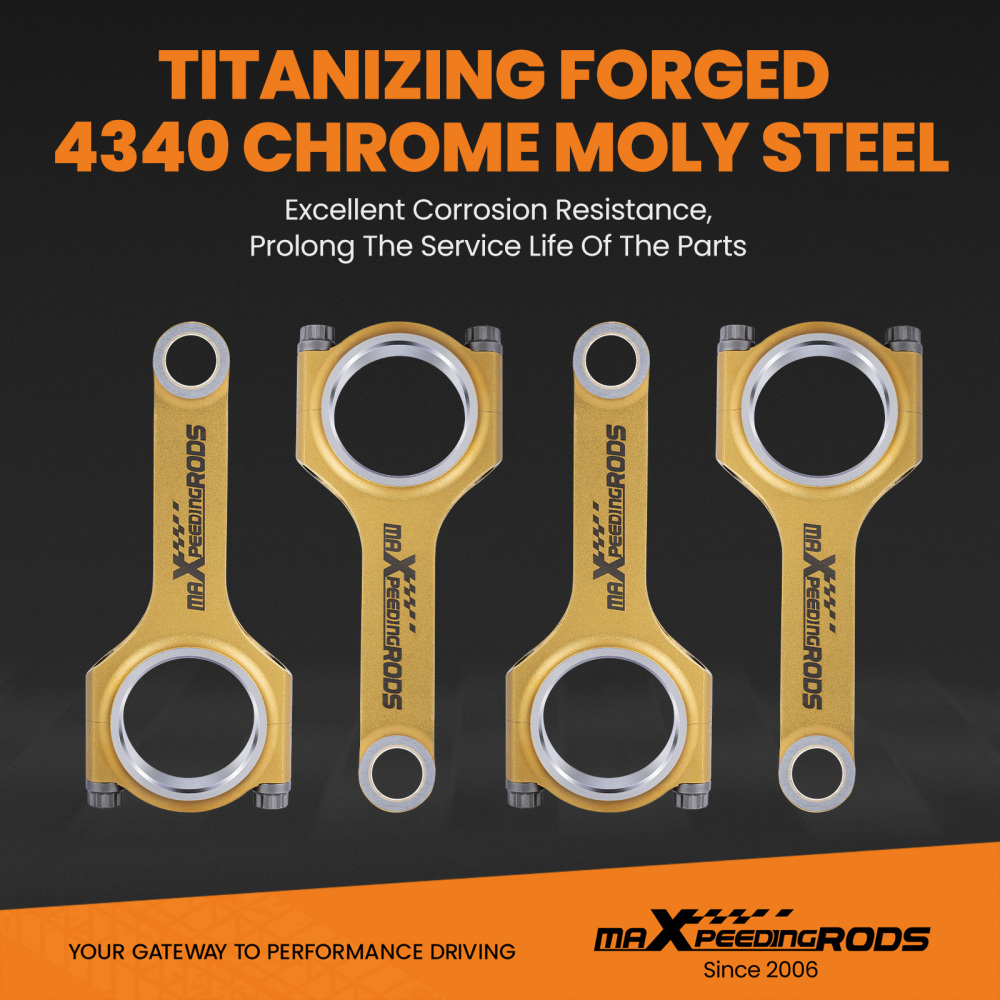 Titanized Connecting Rods compatible for VW Golf MK4 Gti 1.8T compatible for Audi S3 A3 A4 A6 TT 144mm