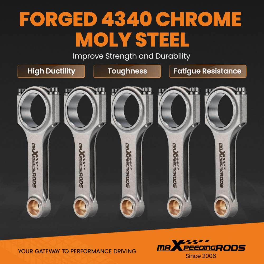 5 Pcs Connecting Rods compatible for Volvo 850 1999 C70 Coupe 2.3L Turbo (B5234T) H-Beam