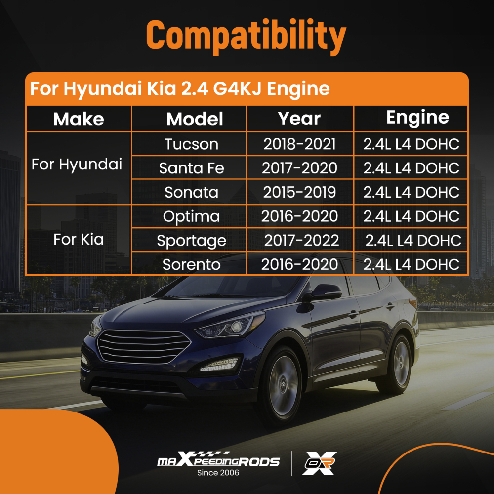 G4KJ Engine Pistons Gasket Overhaul Rebuild Kit Conrods Set compatible for HYUNDAI KIA 2.4L