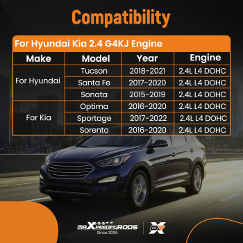 G4KJ Engine Pistons Gasket Overhaul Rebuild Kit Conrods Set compatible for HYUNDAI KIA 2.4L