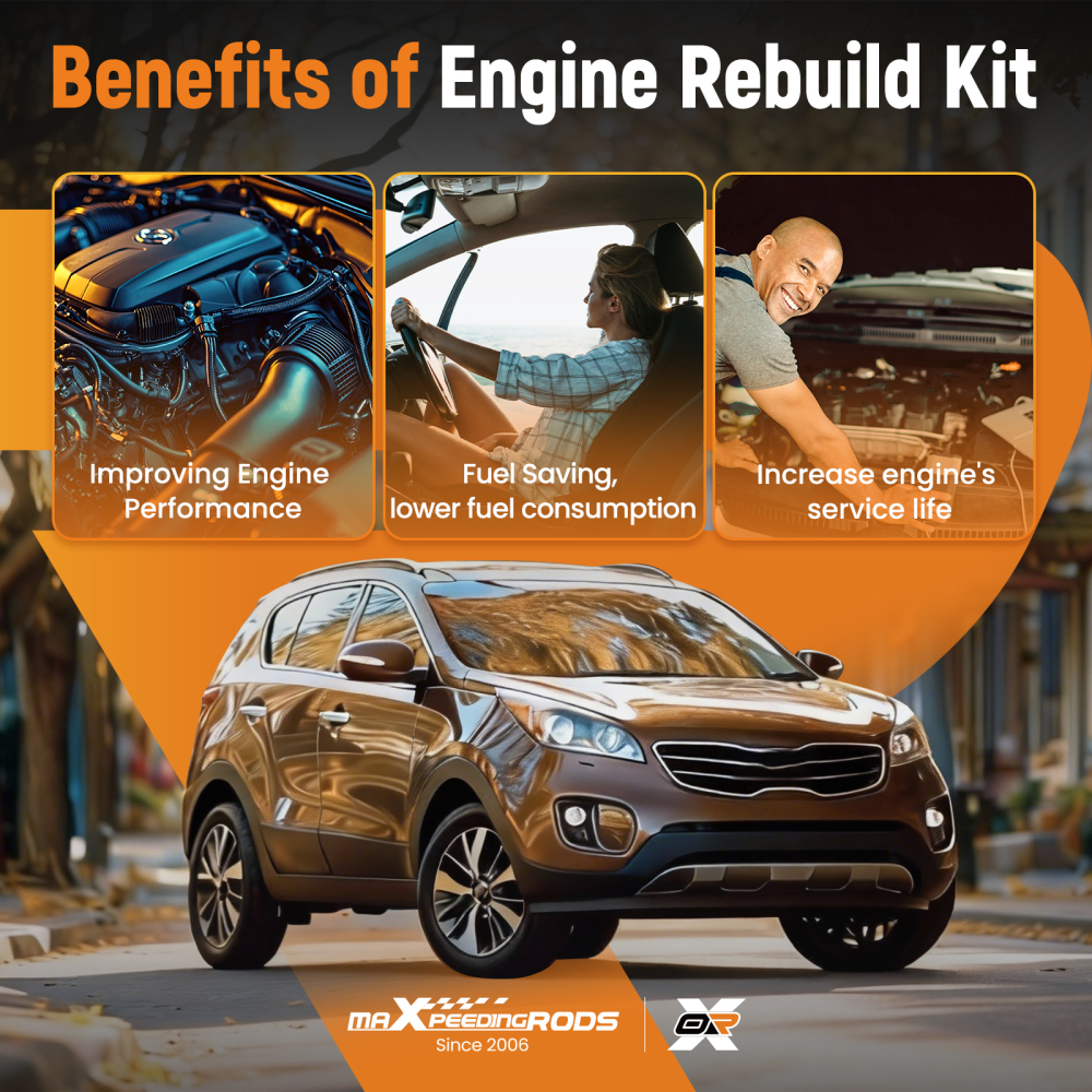 G4KJ Engine Pistons Gasket Overhaul Rebuild Kit Conrods Set compatible for HYUNDAI KIA 2.4L