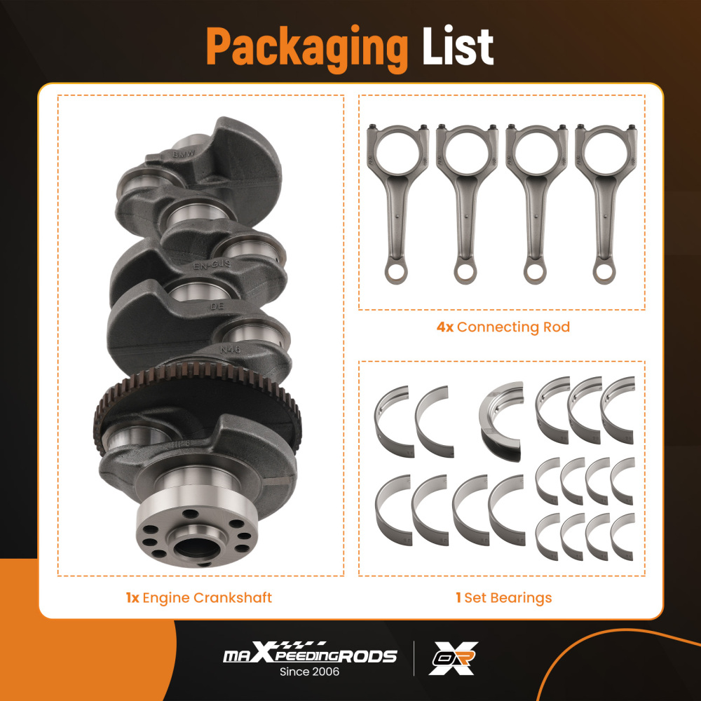 Crankshaft w/ Bearing Set compatible for BMW 1 3 5 Series E81 E87 E46 E90 2.0L 1995cc 04-15